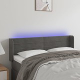 vidaXL Tăblie de pat cu LED, gri &icirc;nchis, 147x16x78/88 cm, catifea