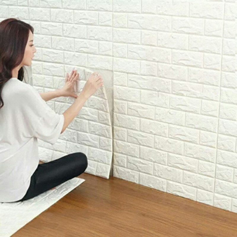 Tapet 3D Alb design perete modern din caramida in relief, Autoadeziv ,  77x70 cm | Okazii.ro