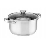 Oala din inox, cu capac de sticla, 16cm, 1.6l, Florina