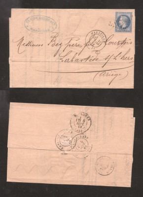 France 1869 Postal History Rare Cover + Content MARSEILLE DB.332 foto