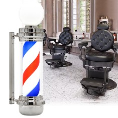 Lampă iluminată cilidrică model Barber Pole Argintiu 88cm