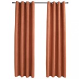 Draperii opace cu inele metalice, 2 buc, ruginiu, 140x245 cm