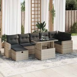 VidaXL Set mobilier de grădină cu perne, 8 piese gri deschis poliratan
