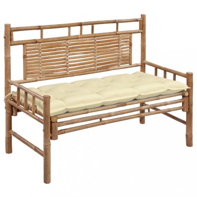 vidaXL Bancă de grădină cu pernă, 120 cm, bambus 3063893 foto
