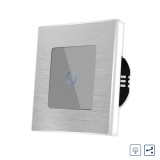 Cumpara ieftin Intrerupator touch cu variator cap scara/cruce, rama aluminiu gri Luxion