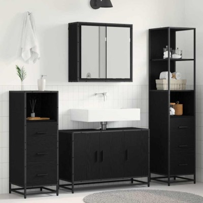 vidaXL Set de mobilier pentru baie 3 pcs Stejar negru 90 x 33 x 60 cm 3402455 foto