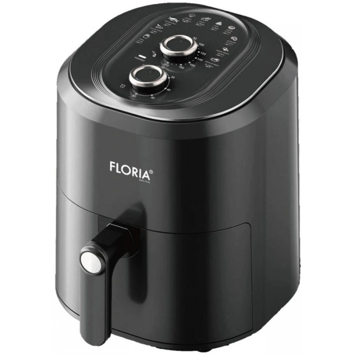 Friteuza cu aer cald Floria, putere 1360 W, capacitate 6 Litri, temperatura reglabila, Negru