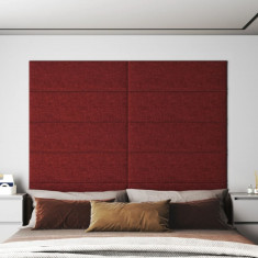 Panouri de perete 12 buc. rosu vin 90x30 cm textil 3,24 m² GartenMobel Dekor