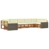 vidaXL Set de canapele de exterior cu pernă 7 pcs Natural și Crem 3383818