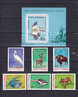 ROMANIA 1980 LP 1004 LP 1005 ANUL EUROPEAN AL OCROTIRII NATURII SERIE+COLITA MNH foto