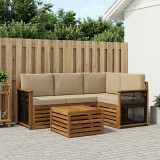vidaXL Set de canapele de exterior 5 pcs Natural și Bej 3384324