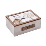 Cutie depozitare lemn alb maro 24 x 16 x 10 cm