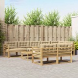 vidaXL Set de canapele de exterior 9 pcs Alb și Bej 79 x 79 x 37 cm 3386642