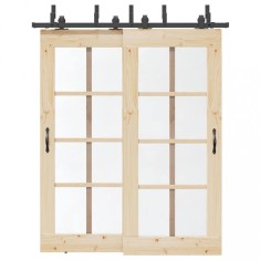 vidaXL Set feronerie pentru ușă glisantă, negru, 183 cm, oțel