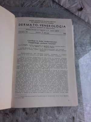 DERMATO-VENEROLOGIE REVISTA, VOLUMUL XIII/1968 foto