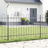 VidaXL Gard de grădină cu v&acirc;rf arcuit, gri, 3,4x1,2 m, oțel
