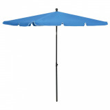 vidaXL Umbrelă de grădină cu st&acirc;lp, albastru azuriu, 210x140 cm 315550