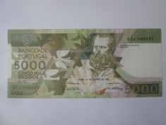 Portugalia 5000 Escudos 1989 aUNC foto