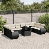 Cumpara ieftin Set canapele de grădină cu perne, 11 piese, negru, poliratan
