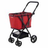 Carucior Cumparaturi Metalic Carlett CUBE S Ruby Rosu, 20L, 25kg, 96x35x30cm