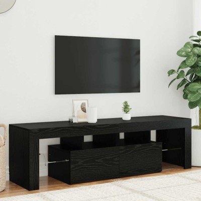vidaXL Dulap TV cu LED stejar negru 140x36,5x40 cm lemn prelucrat foto