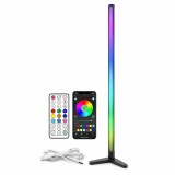 Lampă RGB de Podea pentru Colț, cu Telecomandă și Aplicație