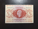 AFRICA ECUATORIALA FRANCEZA 5 FRANCI 1944 UNC-