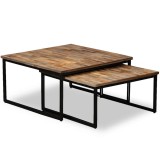 Cumpara ieftin Set masute cafea suprapuse 2 piese, lemn masiv de tec reciclat
