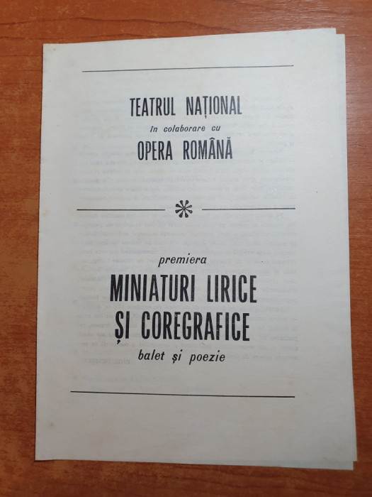 teatrul national colaborare cu opera romana-miniaturi lirice si coregrafice