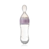 Lingurita cu rezervor BabyJem Roz, 90 ml, silicon, cu capac protector, pentru 4 luni+