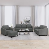 vidaXL Set de canapele cu perne, 4 piese, gri &icirc;nchis, textil