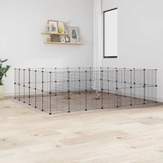 vidaXL Cușcă animale de companie cu ușă 52 panouri negru 35x35 cm oțel