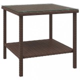 Cumpara ieftin Masa laterala, maro, 45x45x45 cm poliratan/sticla securizata