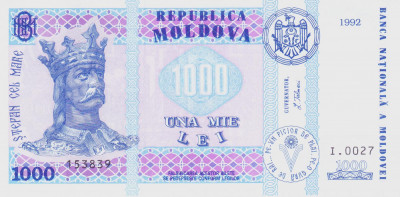 Bancnota Moldova 1.000 Lei 1992 (2003) - P18 UNC foto