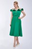 Rochie Midi Satin Verde Elegantă XL (42) Fără M&acirc;neci Ocazie Specială