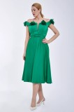 Cumpara ieftin Rochie midi Clara fara maneci din satin, culoarea verde - XL(42)