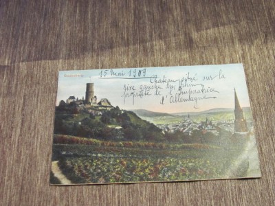 Carte poștală veche Germania &amp;ndash; Godesburg, Castel Medieval,datată 1909. foto