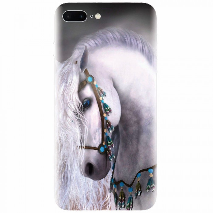 Husa silicon pentru Apple Iphone 7 Plus, White Horse