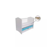 Cumpara ieftin Patut Eurogloria Como culisant cu sertar - Alb cu Albastru + Saltea Cocos 10 cm