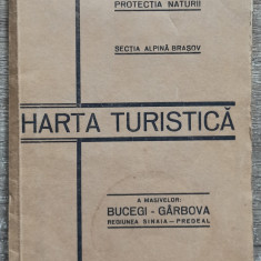 Harta turistica a masivelor Bucegi-Garbova, regiunea Sinaia-Predeal// anii '30