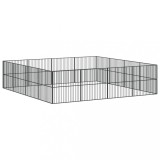 Cumpara ieftin Tarc Caini 16 Panouri Otel Galvanizat Negru 400x400x100cm Interior/Exterior Cusca Cotet Animale Mici/Mijlocii