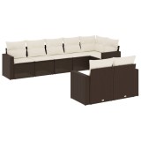 Cumpara ieftin Set canapele de gradina cu perne, 8 piese, maro, poliratan
