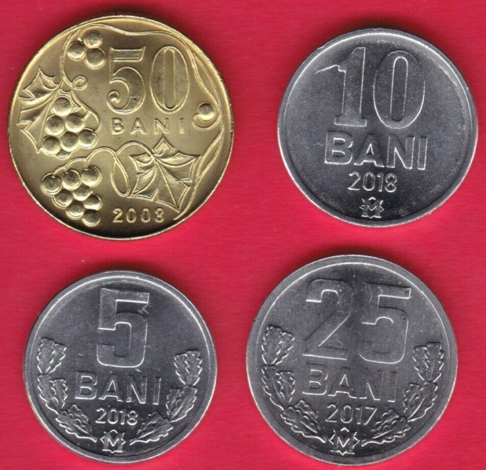 SV * Moldova LOT 5 - 10 - 25 - 50 BANI 2018 - 2017 - 2008 * UNC