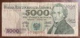 B11 24 - Bancnota foarte veche - Polonia - 5000 zloti - 1988