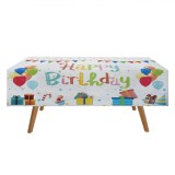 Față de Masă Plastic, Model Happy Birthday, Multicolor, 137x183cm, Oem