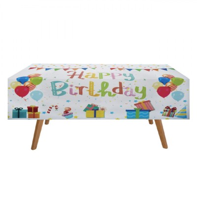 Față de Masă Plastic, Model Happy Birthday, Multicolor, 137x183cm foto