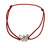 Bratara snur reglabil, argint 925, fluture cu pietre, jolie silver, 0.6 g, 1.5 cm x 1 cm