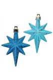 Set 16 ornamente de Crăciun cu steluțe albastre turcoaz, DecorCasa, 9 cm