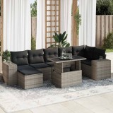 vidaXL Set canapele de grădină cu perne, 8 piese, gri, poliratan 3326841