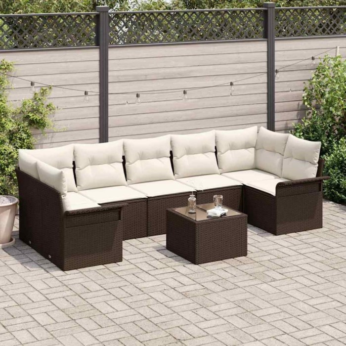 vidaXL Set de canapele pentru grădină 8 pcs Maro, Crem 55 x 55 x 37 cm